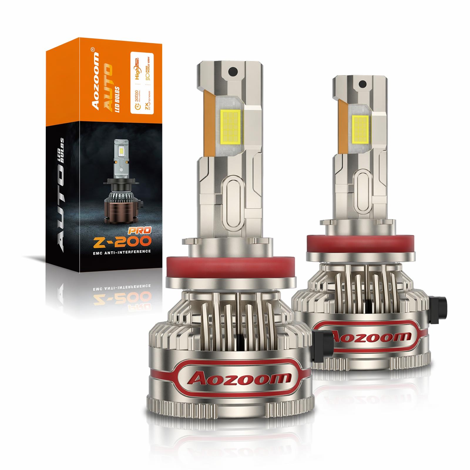 Aozoom Z-200 Pro Series H11 LED Bulbs, Brightness 16000LM 150W