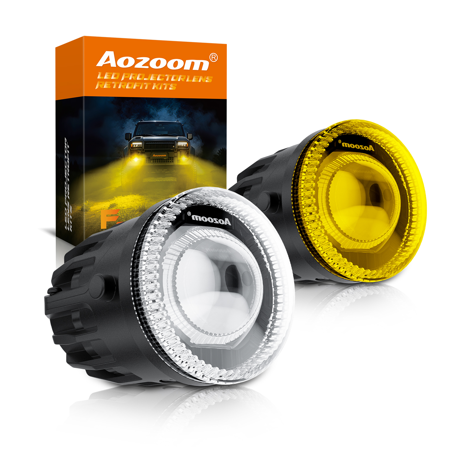 Aozoom F20 Series Fog Lights, Universal Bi-color, White Yellow Copy